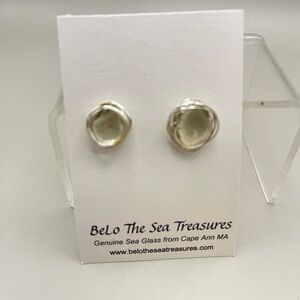 Silver Sea Glass Earrings with Frosted Seaglass Finish